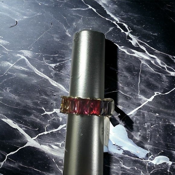 GM CN 925 Sterling Silver 6 mm Rainbow CZs Eternity Ring Size 6 Gay Pride 6g New - Picture 9 of 16